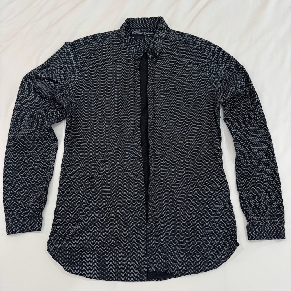 Men's Black Patterned The Kooples Button Down Shirt